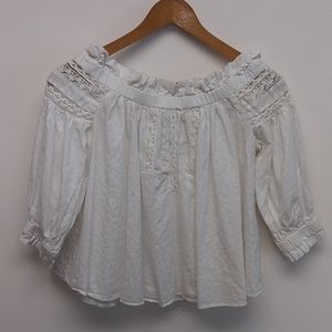 Zara Cream Lace Peasant Top